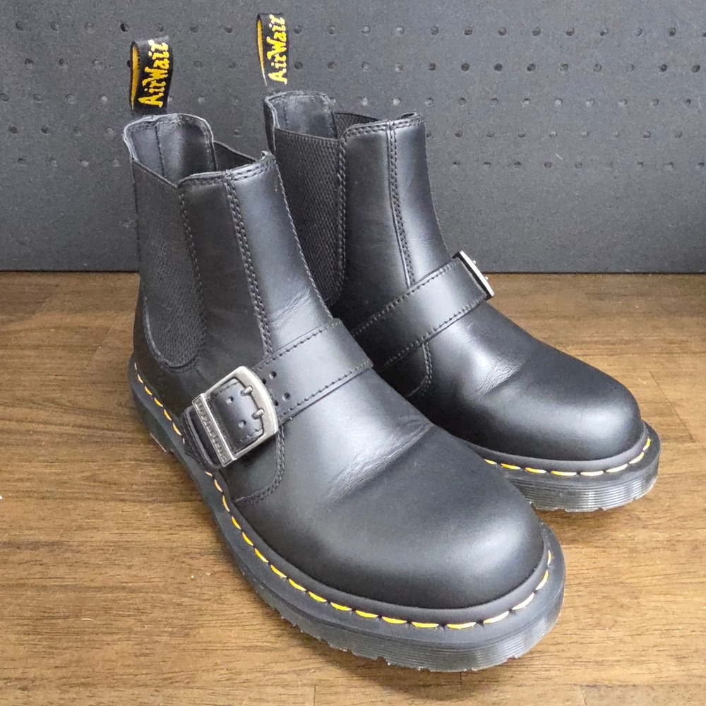 Dr. Martens Chelsea Boots Women 10 Black Buckle Leather Biker Ankle Boots 2976